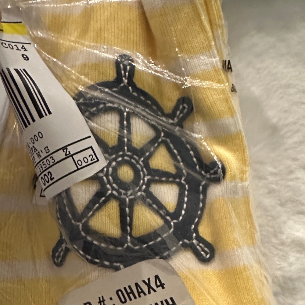 NWT L.L. Bean French Sailor Nautical Yellow & White Scarf OSFA